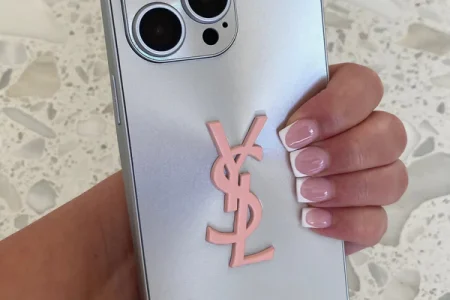 YSL Pink on Silver iPhone Case