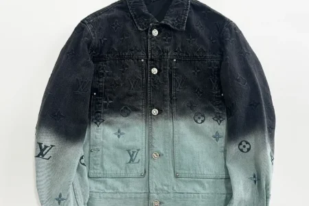 LV Denim Jacket Black And Sky Blue