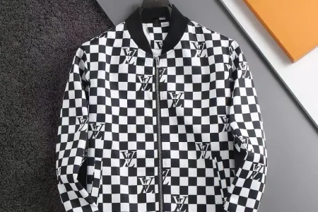 LV Jacket White And Black Logo