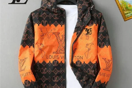 LV Jacket Black And Orange