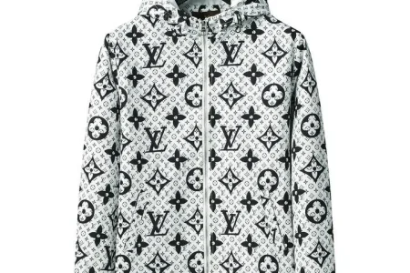 LV Jacket White Black Logo