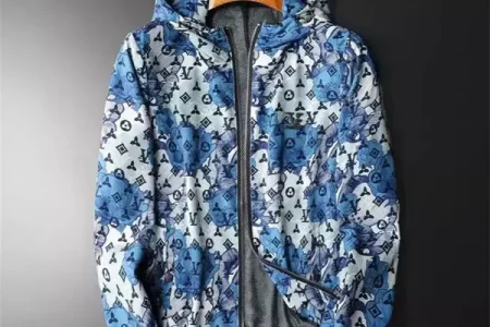 LV Jacket White Blue Print