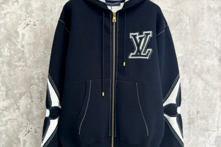 LV Zip Hoodie Black White