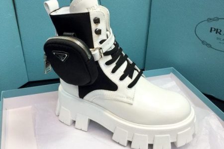 Brushed Rois leather and nylon Monolith boots Black White