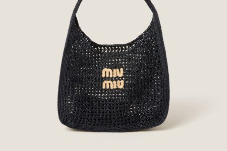 Miu Miu Woven Hobo Bag Black