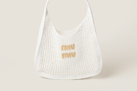 Miu Miu Woven Hobo Bag White