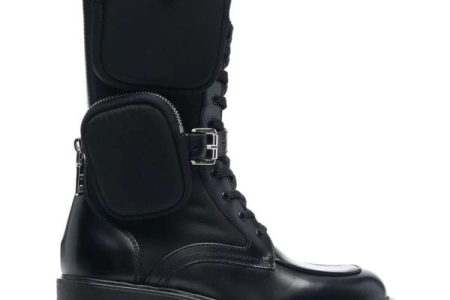 Brushed rois leather and nylon Monolith boots