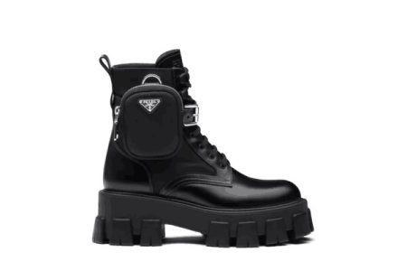 Brushed Rois leather and nylon Monolith boots Black