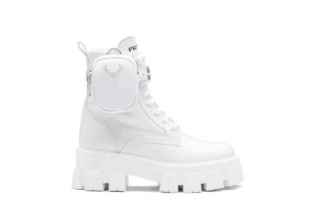 Brushed Rois leather and nylon Monolith boots White